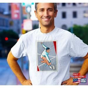 Matchbox Label Retro Tennis Backhand Pop Art Style Unisex T Tshirt